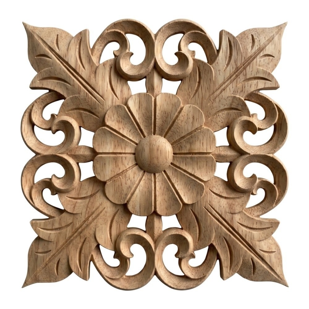 Craft Embellishments - Aplique de Madeira Entalhada Marrom Claro