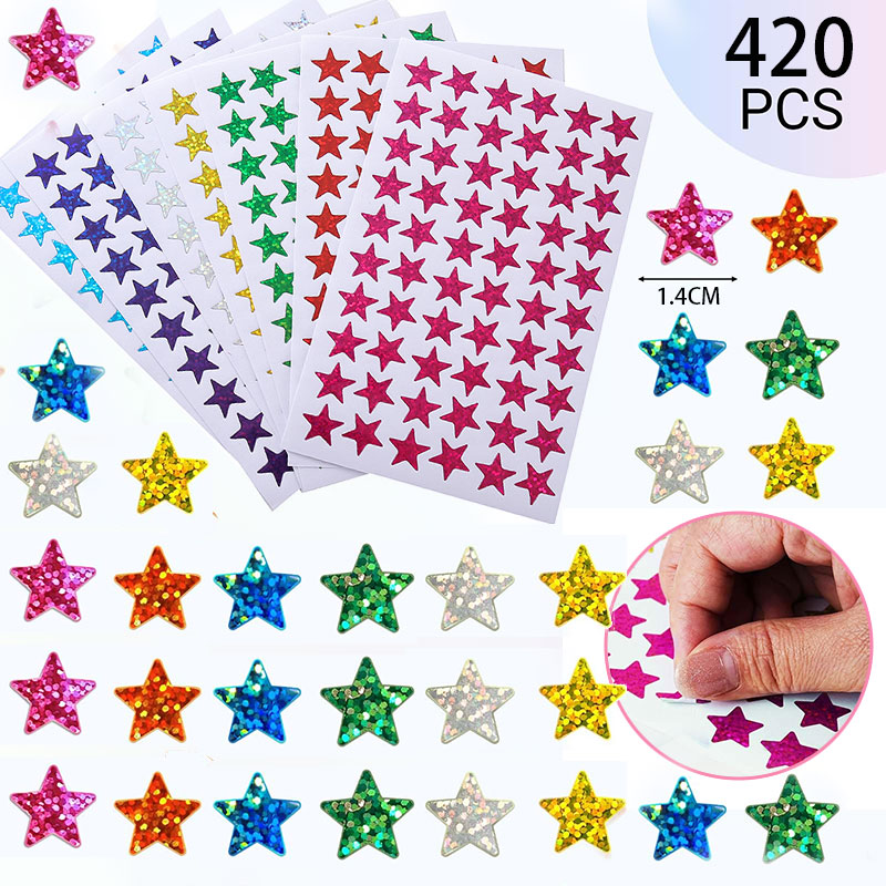 Glitter Vinyl Roll - 420 peças de adesivos de estrela,