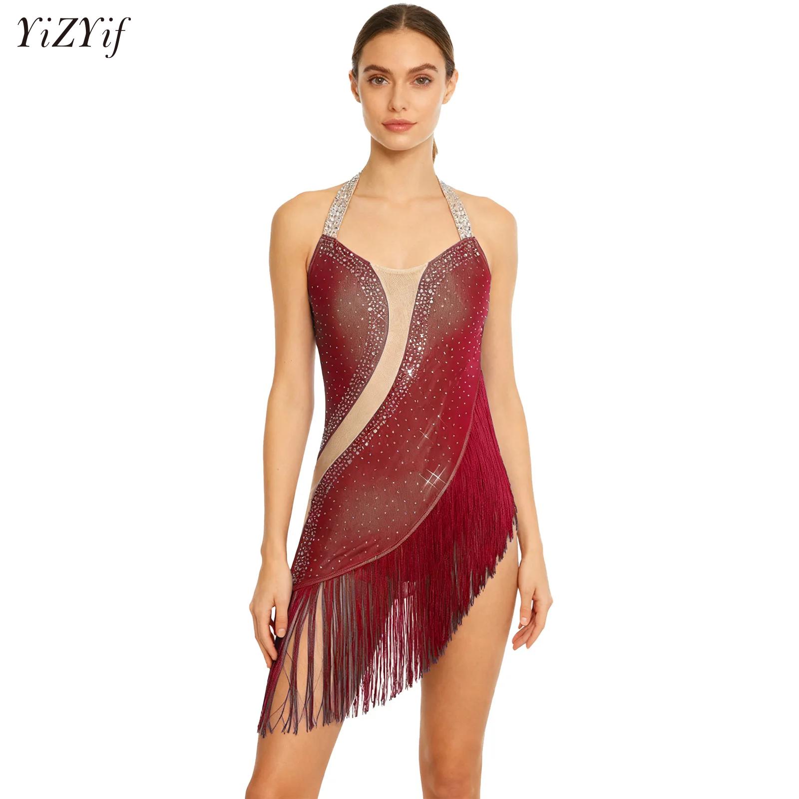 Rhinestone Banding Trim - Mulheres deslumbrante dança latina bodysuit cristal