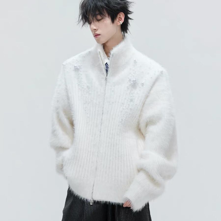 Gola alta de pelúcia pérola em - Embellish Knit avaliação e preço