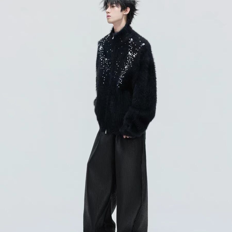 Gola alta de pelúcia pérola em - Embellish Knit avaliação e preço